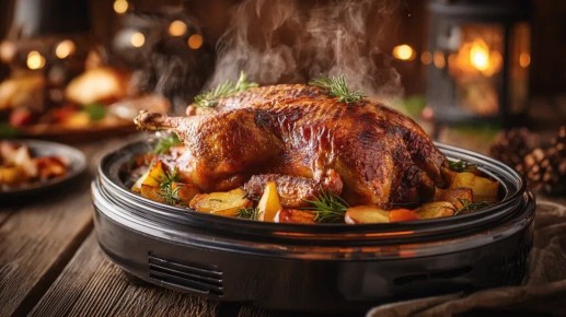 Наслаждение уткой с хрустящей корочкой и фруктами